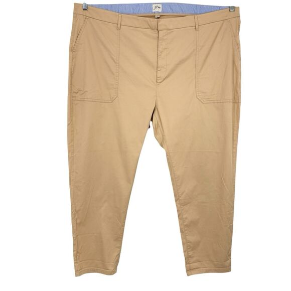 J Crew Women Plus Boyfriend Chino Pants Size 4X Patch Pocket Slim Khaki Tan NEW - Picture 1 of 13
